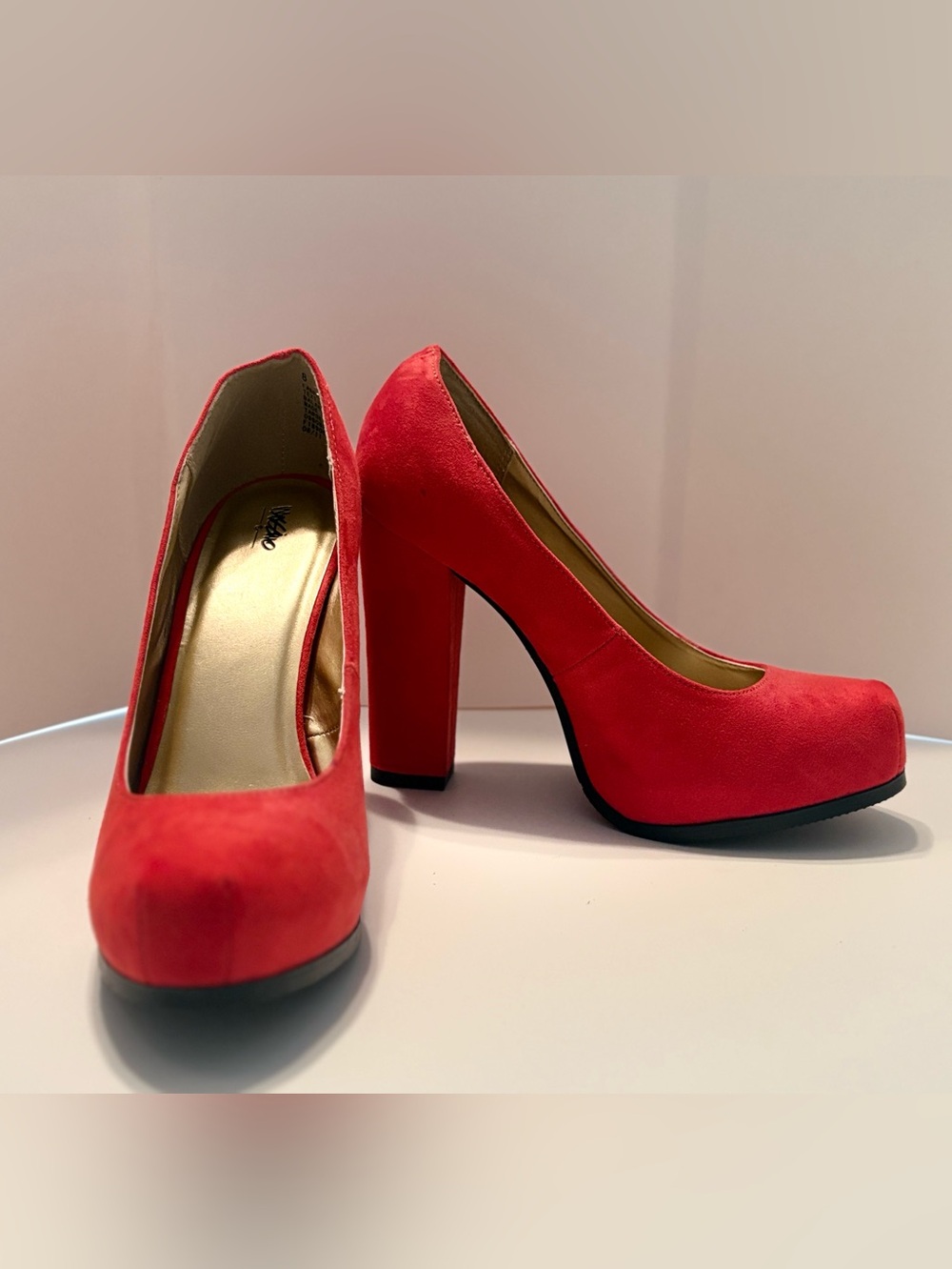 Mossimo Supply Co. Red Suede Platform Block Heel Pumps